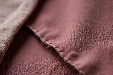 Close-up image showing intricate garment mending work on a torn fabric.